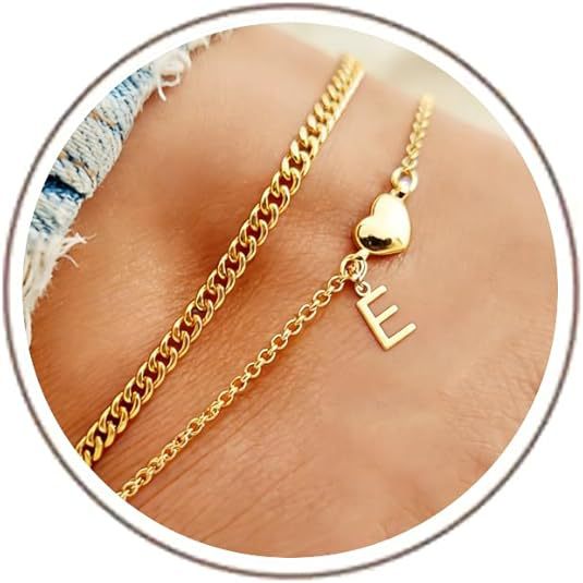 Damen Fußkettchen mit herzförmigem und initialisiertem Anhänger Shop Nory