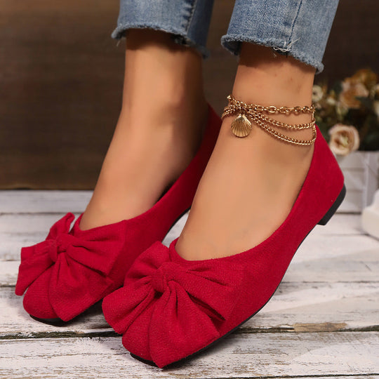 Damen Ballerina-Schuhe mit dekorativer Schleifenapplikation und bequemer Innenpolsterung Shopnory