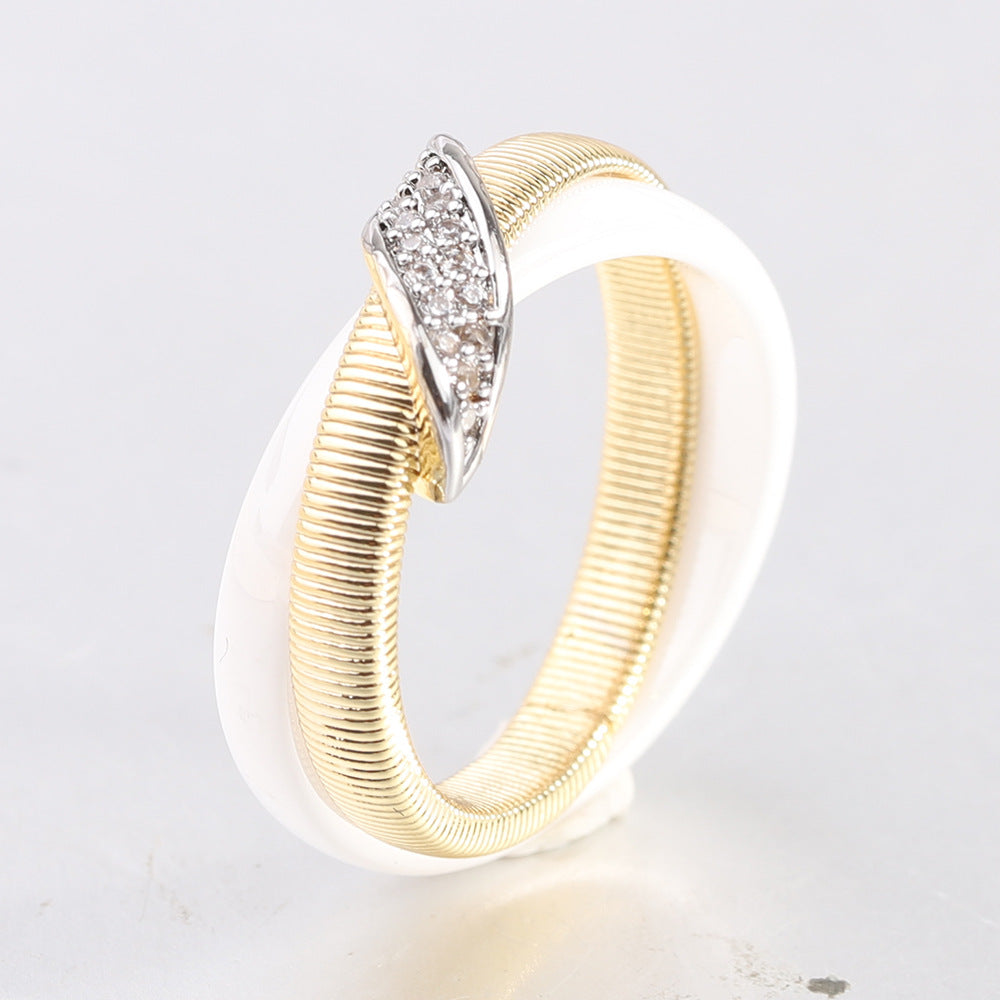 Damen Ring mit kunstvollem Design aus hochwertigem Edelstahl und Zirkonia-Besatz Shop Nory