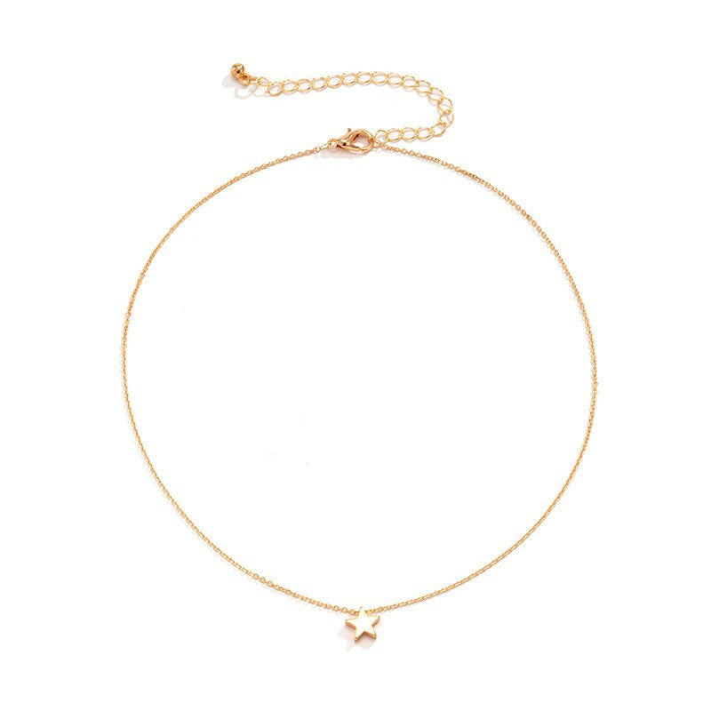Damen Halskette mit funkelndem Sternanhänger und zarter Gliederkette Shop Nory