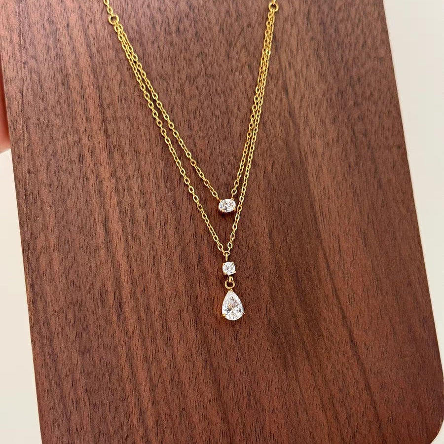 Damen Elegante Gestufte Tropfenanhänger Halskette Shop Nory