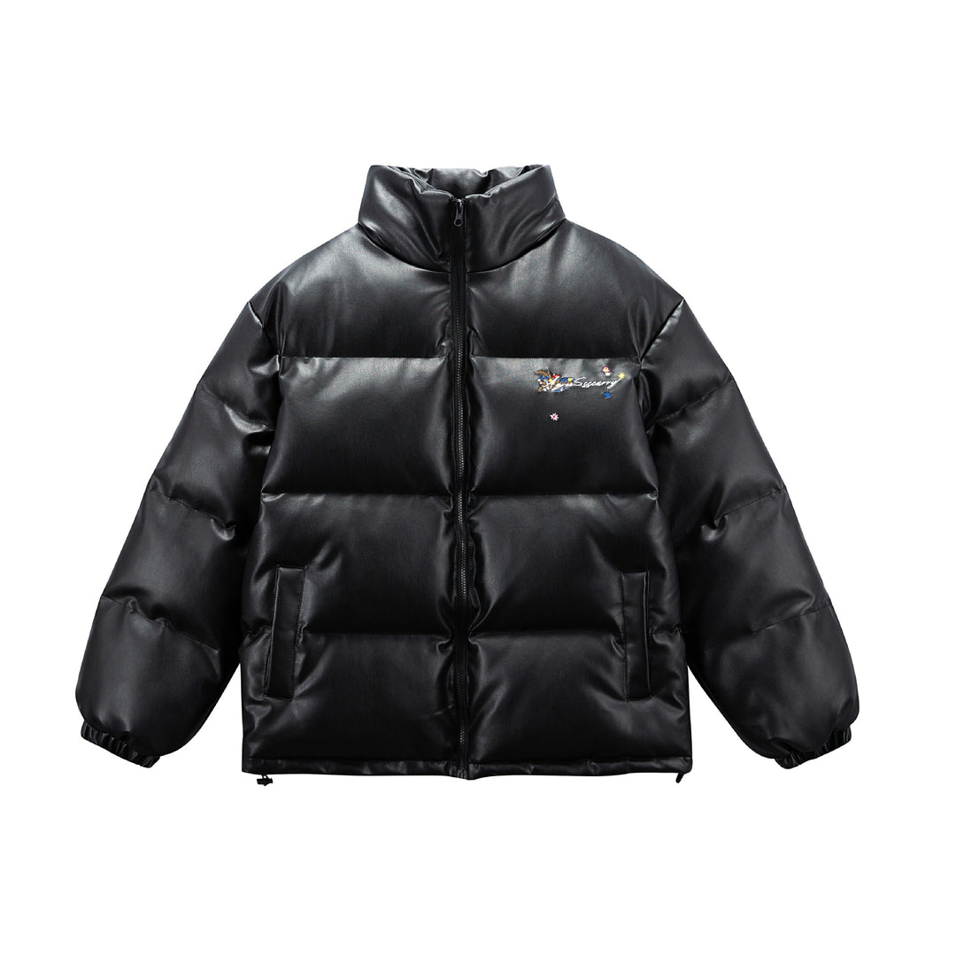 Damen Wattierte Kurzjacke mit floraler Stickerei und hohem Stehkragen Shop Nory
