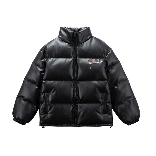 Damen Wattierte Kurzjacke mit floraler Stickerei und hohem Stehkragen Shop Nory