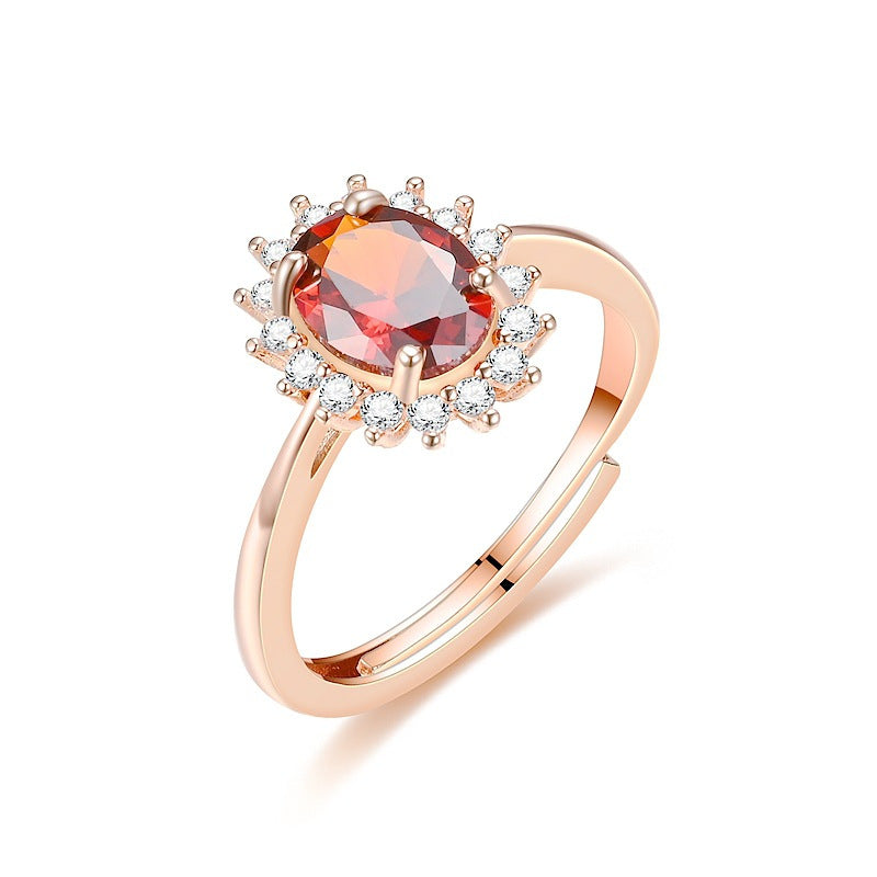 Damen Ring mit funkelndem Zirkonia-Besatz und ovalem Schmuckstein Shop Nory