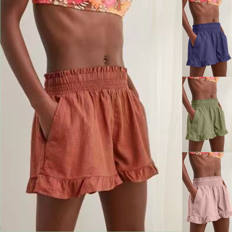 Damen Lockere Shorts mit Volant und Taschen