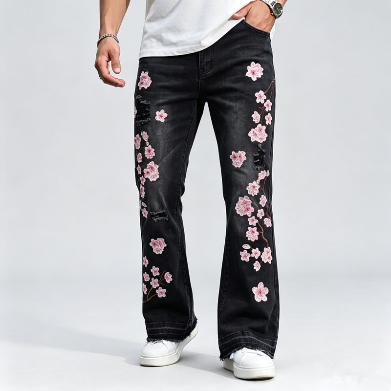 Herren Jeans mit floralen Stickereien Shop Nory