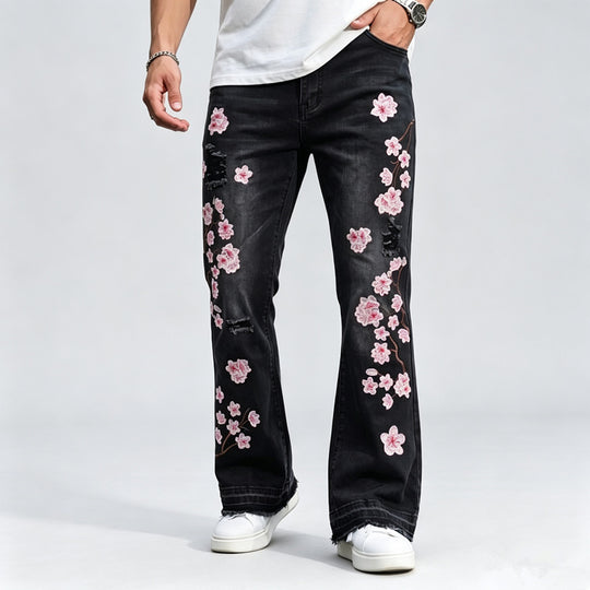 Herren Jeans mit floralen Stickereien Shop Nory