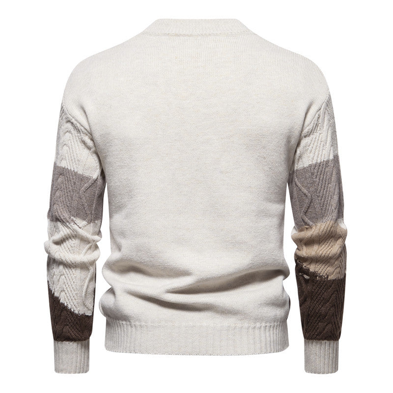 Herren Strukturiertes Colorblock Zopfstrick-Rollkragenpullover aus Baumwollmix Shop Nory
