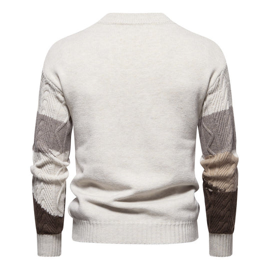 Herren Strukturiertes Colorblock Zopfstrick-Rollkragenpullover aus Baumwollmix Shop Nory