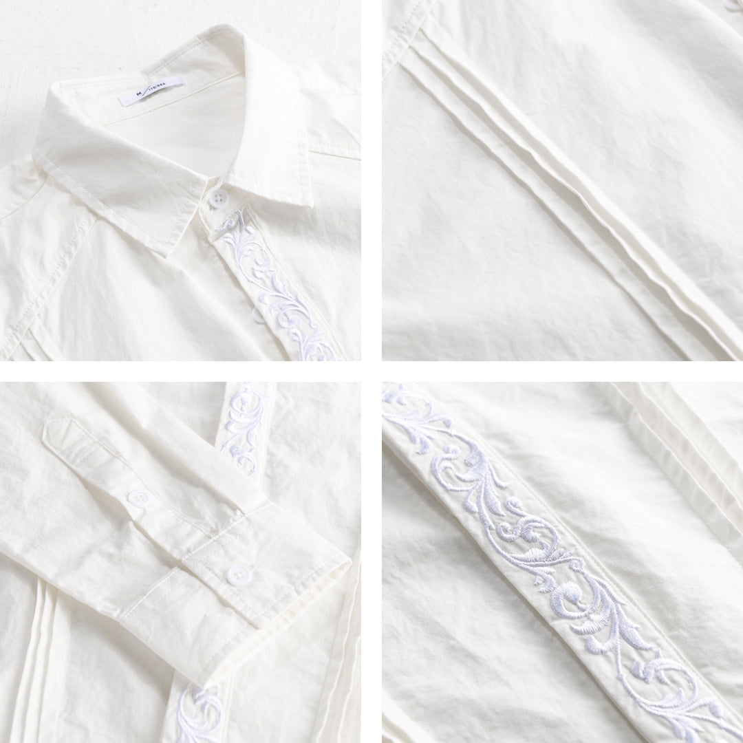 Damen Baumwollbluse mit Biesen, Stickdetail und Relaxed-Fit Shop Nory