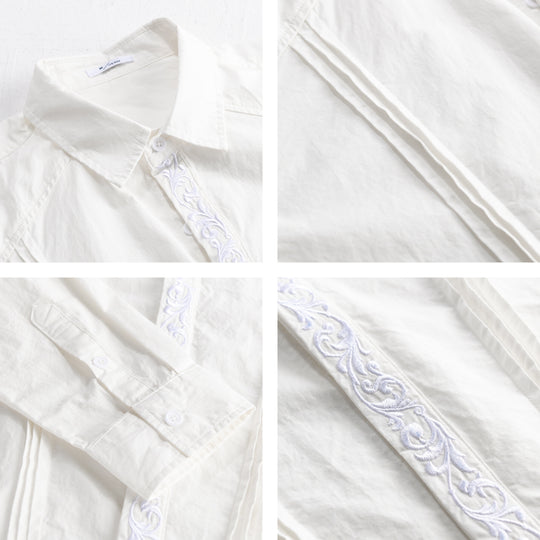 Damen Baumwollbluse mit Biesen, Stickdetail und Relaxed-Fit Shop Nory