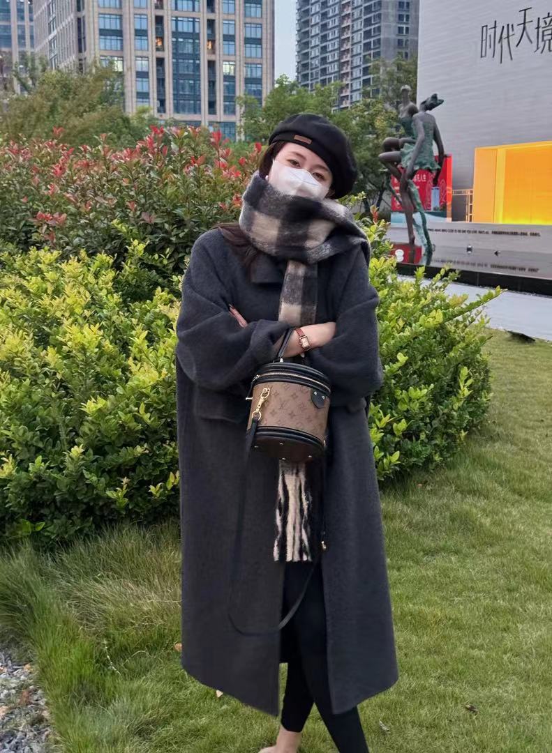 Damen Oversize Wollmix Mantel knielang mit verdeckter Knopfleiste und lässiger Schulterlinie Shop Nory