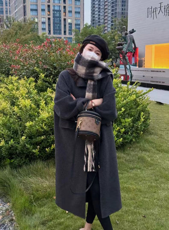 Damen Oversize Wollmix Mantel knielang mit verdeckter Knopfleiste und lässiger Schulterlinie Shop Nory