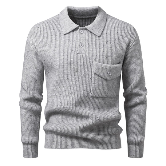 Herren Polokragen-Pullover aus Rippenstrick mit aufgesetzter Brusttasche Shop Nory