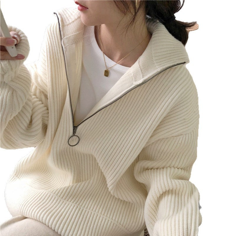 Damen Lässiger Pullover mit Reißverschluss Shop Nory