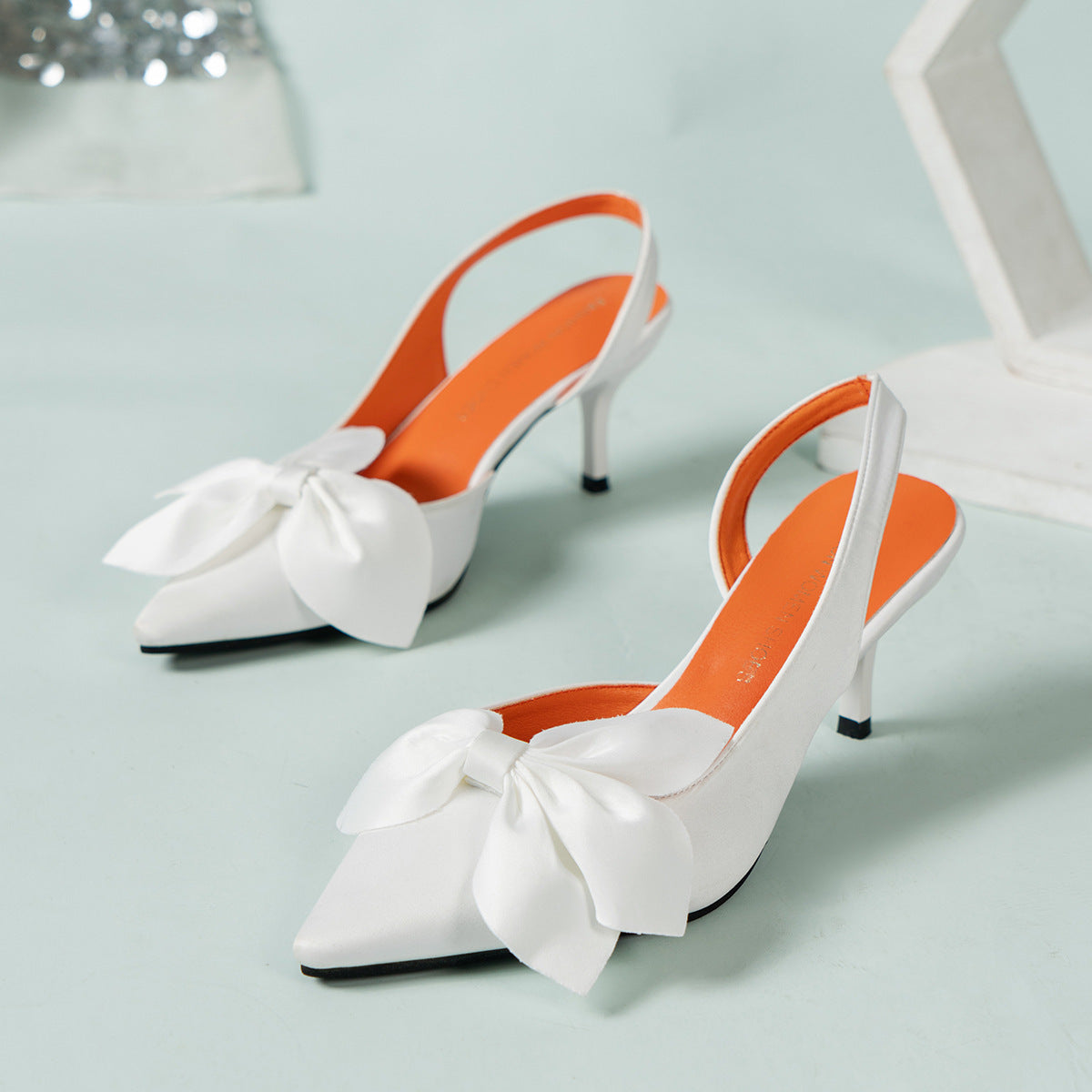 Damen Slingback Pumps mit eleganter Schleifen-Applikation