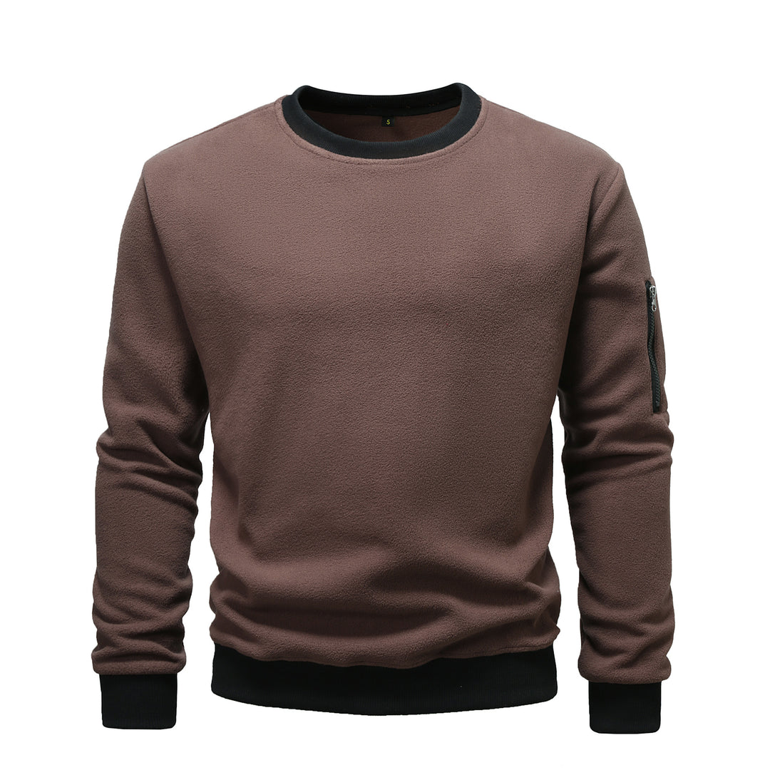 Herren nan Fleece-Sweatshirt mit Rundhalsausschnitt und Ärmeltasche mit Reißverschluss Shop Nory
