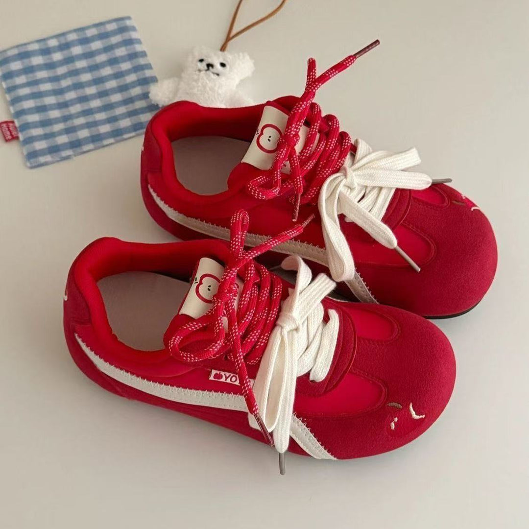 Damen Retro Pastell‑Sneaker mit Veloursoptik, gepolstertem Komfortfußbett und Herz‑Patch Shop Nory