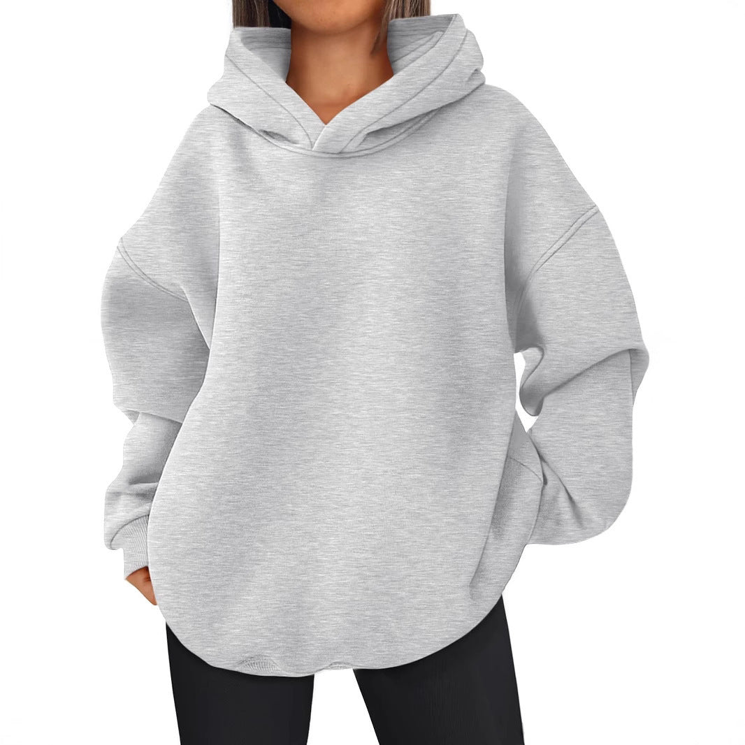 Damen nan kastiger Kapuzenpullover mit doppellagiger Kapuze, überschnittener Schulter und längerem Rückenteil Shop Nory