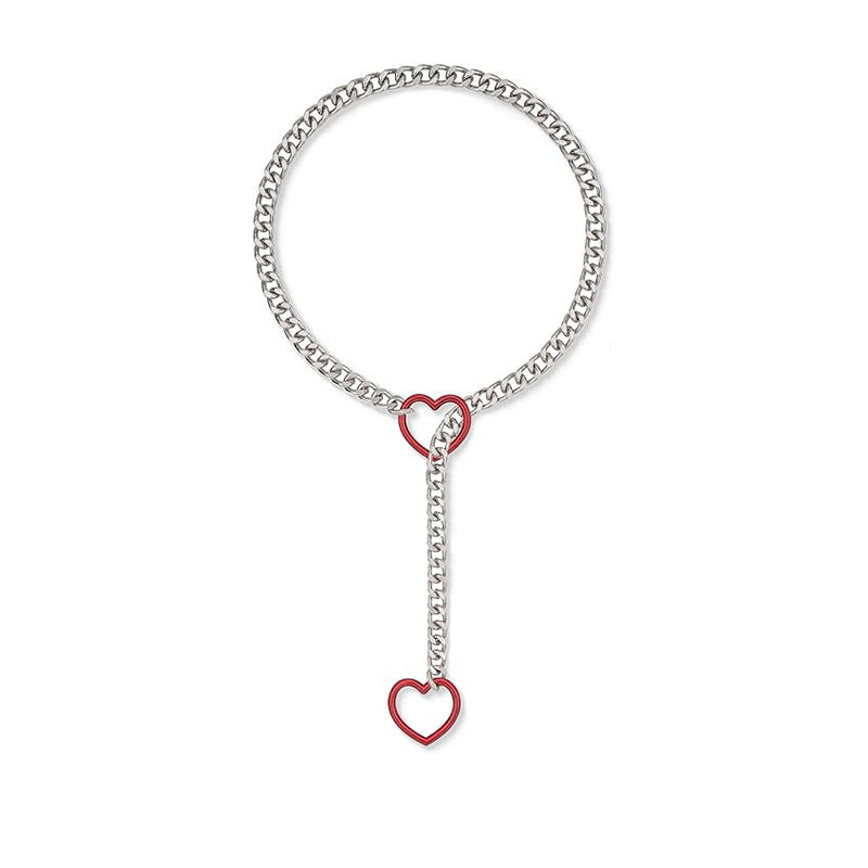 Damen Halskette mit Herzen und glänzendem Kettendesign Shop Nory