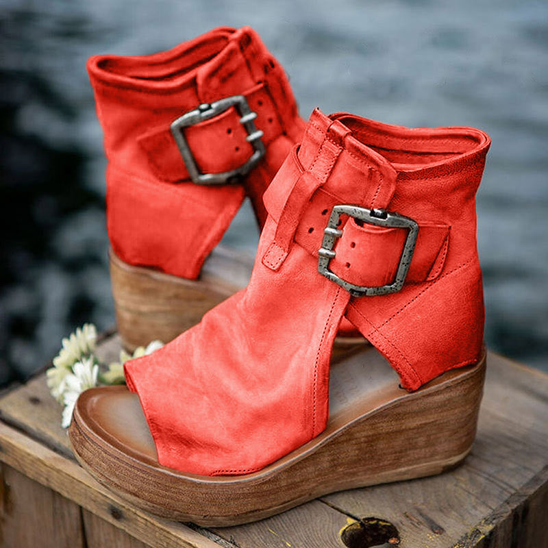 Damen Wedge-Sandaletten mit verstellbarem Schnallenverschluss und komfortablem Fußbett