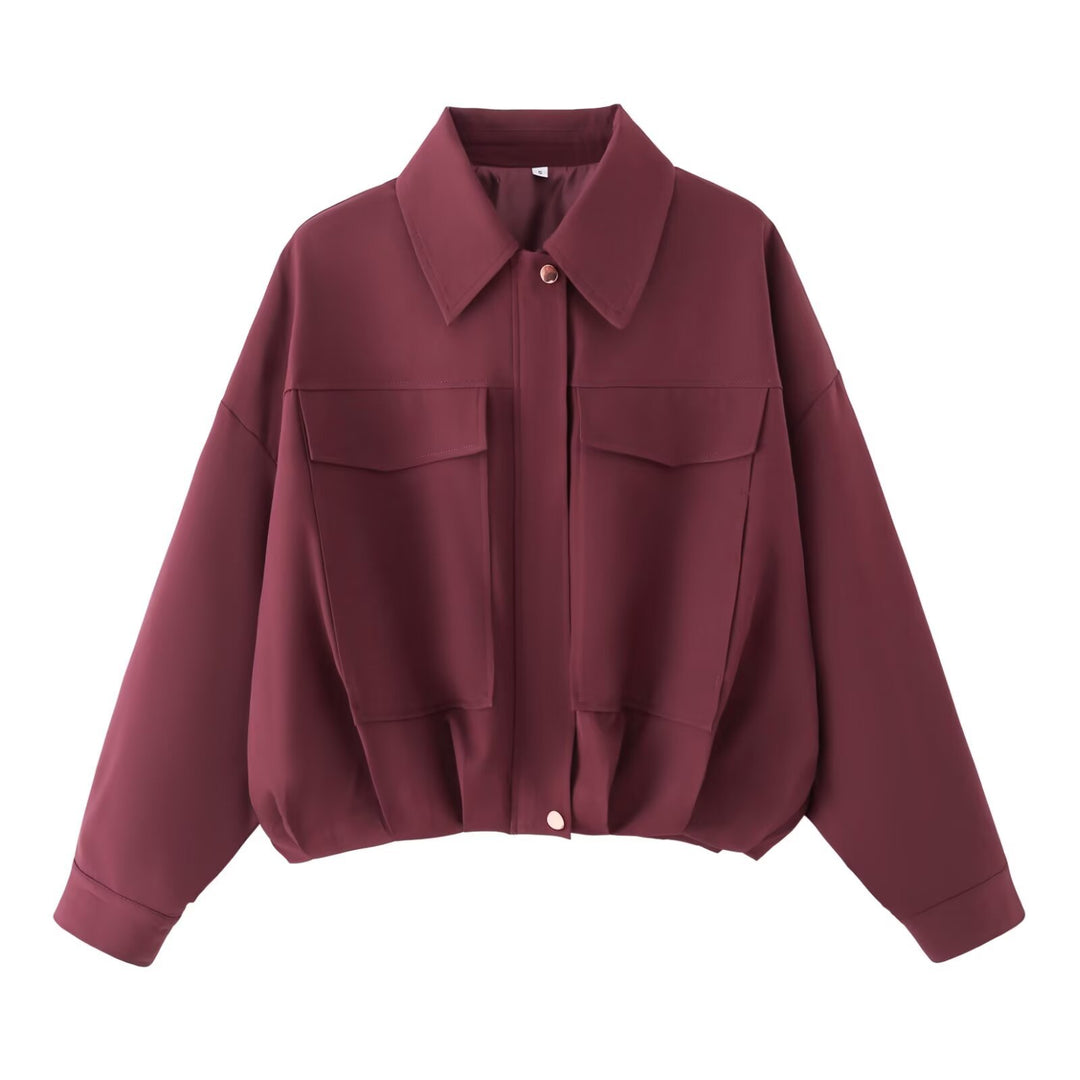 Damen Oversize Utility-Jacke mit Pattentaschen, Drop-Shoulder und elastischem Saum Shop Nory