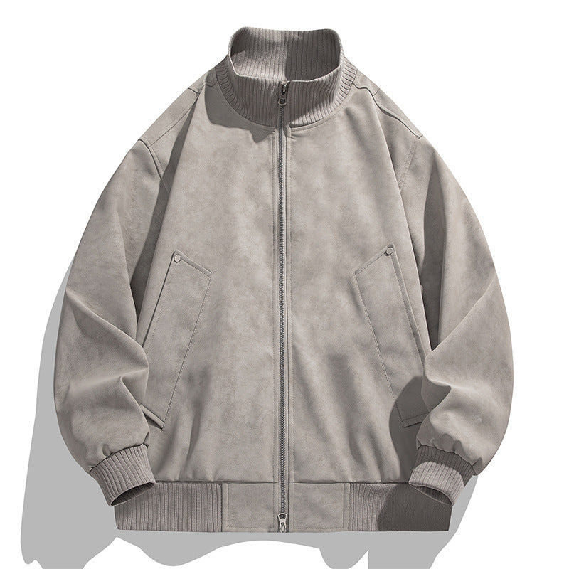 Herren Oversized Wildlederoptik-Bomberjacke mit Stehkragen und gerippten Bündchen Shop Nory