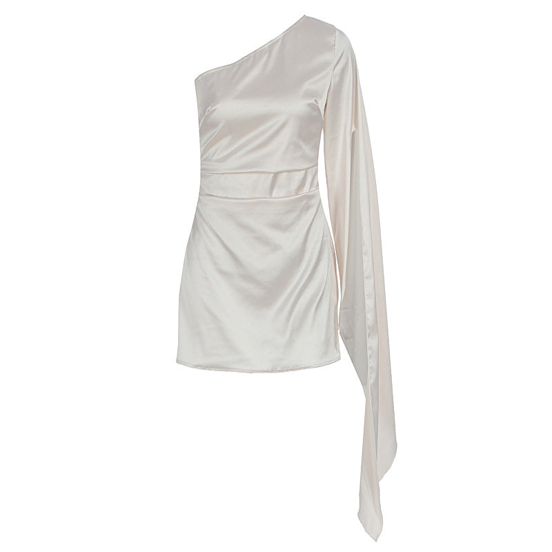 Damen Einseitig Schulterfreies Minikleid mit schickem Satin-Finish