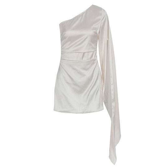 Damen Einseitig Schulterfreies Minikleid mit schickem Satin-Finish