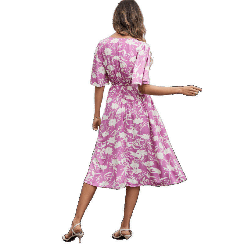 Damen Blumenmuster Wickelkleid