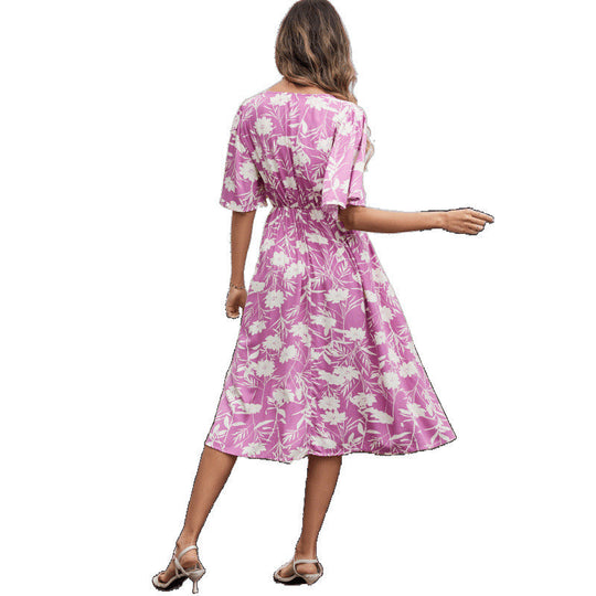 Damen Blumenmuster Wickelkleid