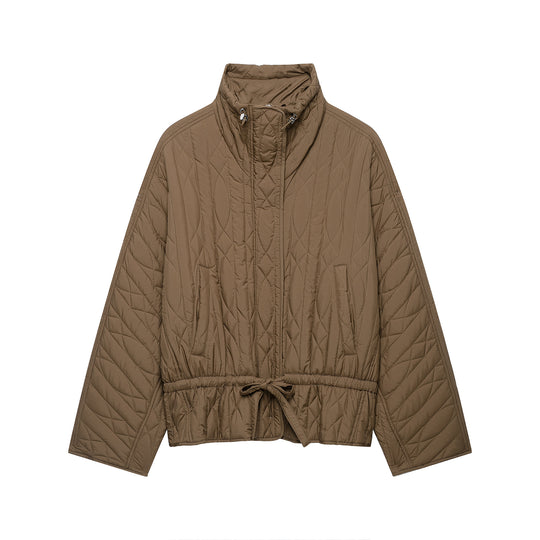 Damen Kurz-Steppjacke mit hohem Stehkragen, Tunnelzug-Taillierung und Oversize-Ärmeln Shop Nory