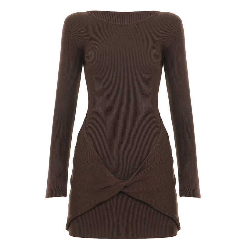 Damen nan geripptes Minikleid mit Wickel-Twist und figurbetonter Silhouette Shop Nory