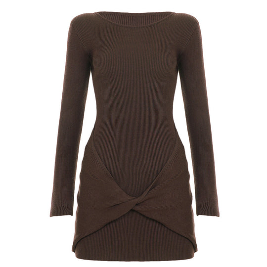 Damen nan geripptes Minikleid mit Wickel-Twist und figurbetonter Silhouette Shop Nory