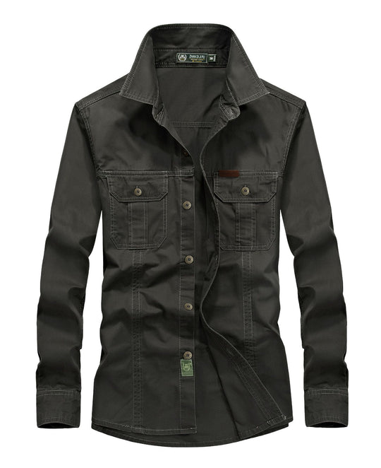 Herren leichtes Canvas-Fieldhemdjacke mit Brustpattentaschen und verstärkten Nähten Shop Nory