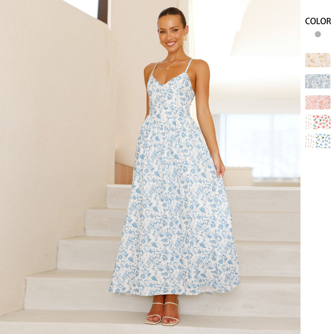 Damen Maxi-Kleid mit floralen Mustern