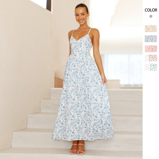 Damen Maxi-Kleid mit floralen Mustern