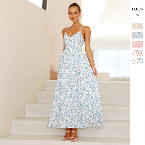 Damen Maxi-Kleid mit floralen Mustern