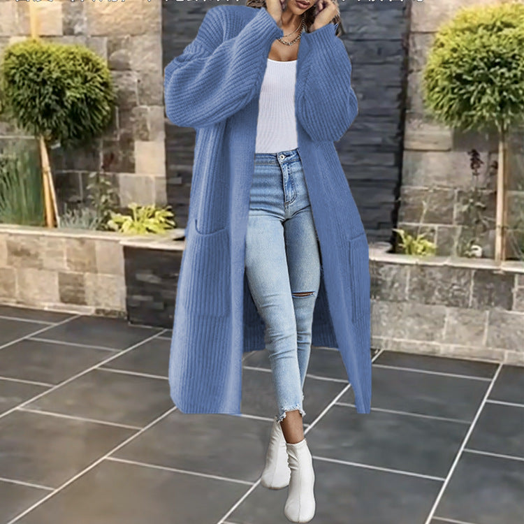 Damen Großer Strickmantel mit tiefen Taschen und lässigem Schnitt