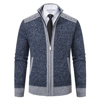 Herren modische Strickjacke mit hohem Kragen und Reißverschluss