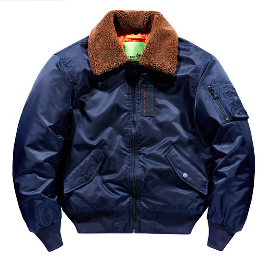 Herren Pilotenbomberjacke mit Teddykragen und Utility-Ärmeltasche Shop Nory