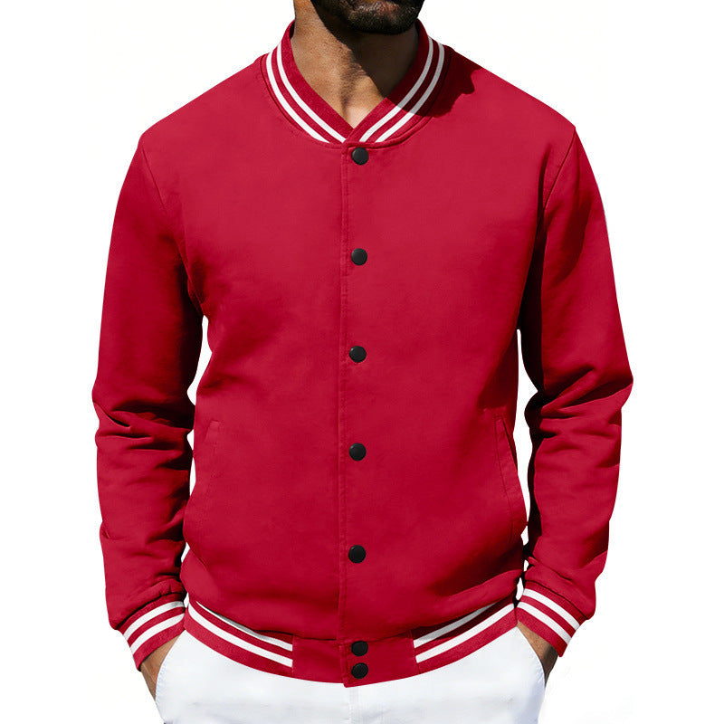Herren Varsity-Bomberjacke aus Sweat mit gestreiftem Rippkragen Shop Nory