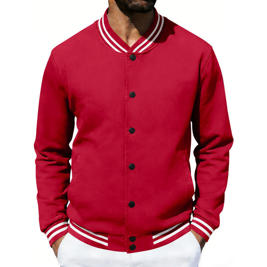 Herren Varsity-Bomberjacke aus Sweat mit gestreiftem Rippkragen Shop Nory