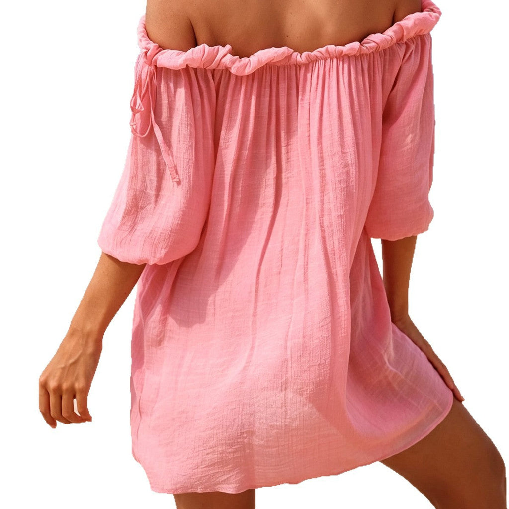 Damen Off-Shoulder Strandkleid