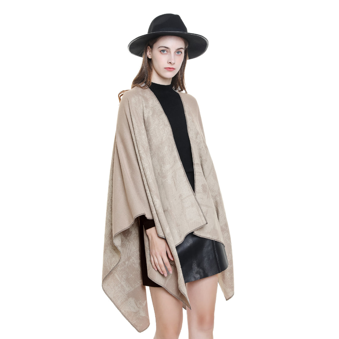 Damen Wollmix-Cape mit grafischem Jacquard, offenem Kimono-Fall und weichfallender Drapierung Shop Nory