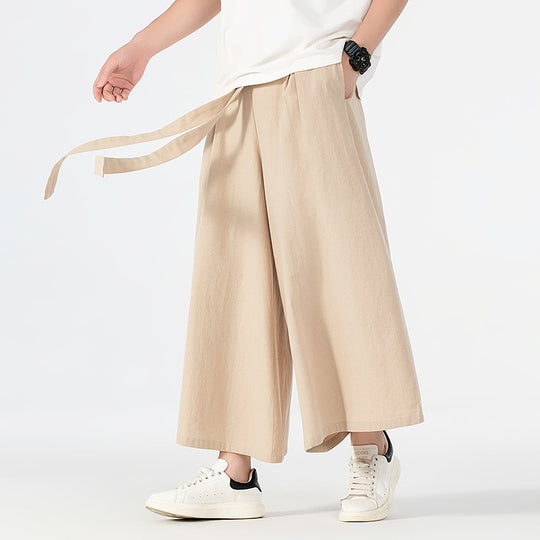 Damen Culotte-Style Hosenrock mit weitem Bein und Bindegürtel Shop Nory