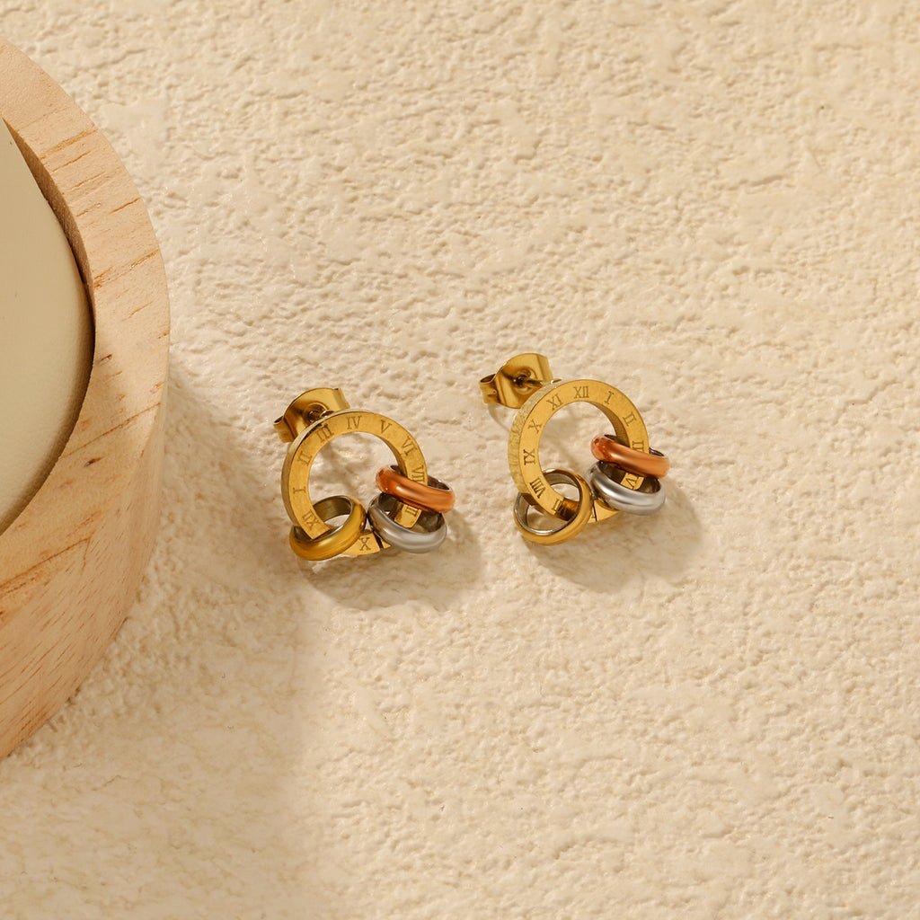 Damen Creolen mit drehbarem Ringdesign und goldfarbenen Akzenten Shop Nory