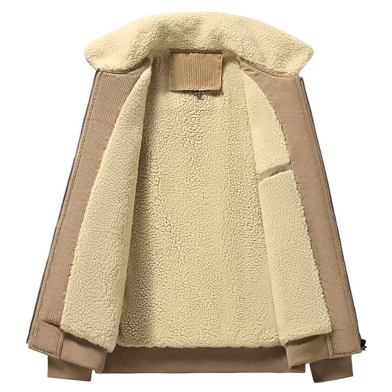Herren Cord-Workerjacke mit Teddyfutter, Reißverschluss und Pattentasche Shop Nory