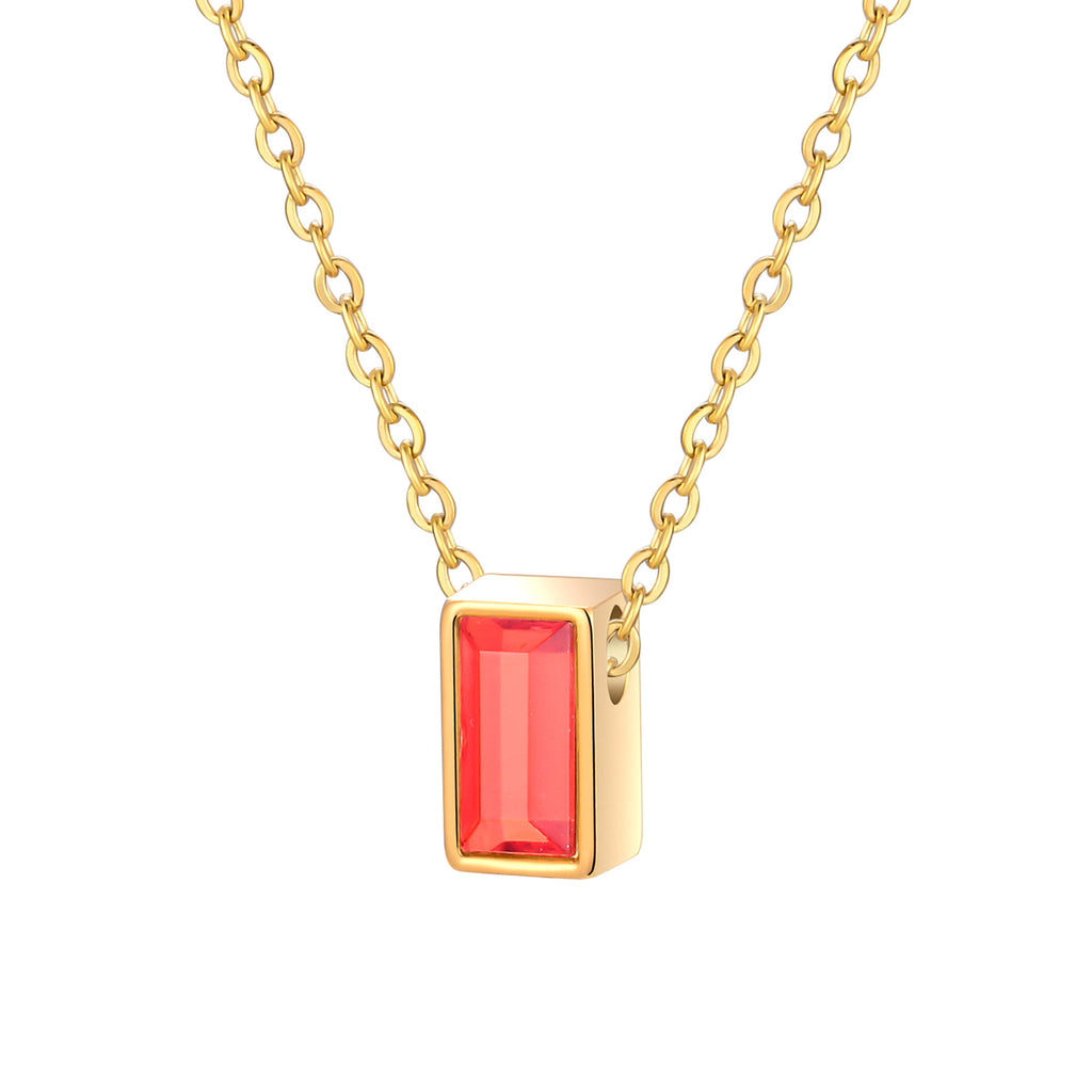 Damen Halskette mit elegantem rechteckigem Anhänger und funkelndem Stein Shop Nory