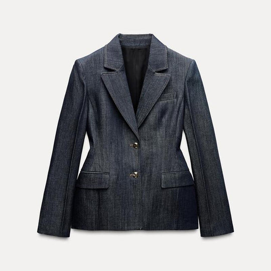 Damen Jeansblazer im modernen Look mit tailliertem Schnitt und praktischen Taschen